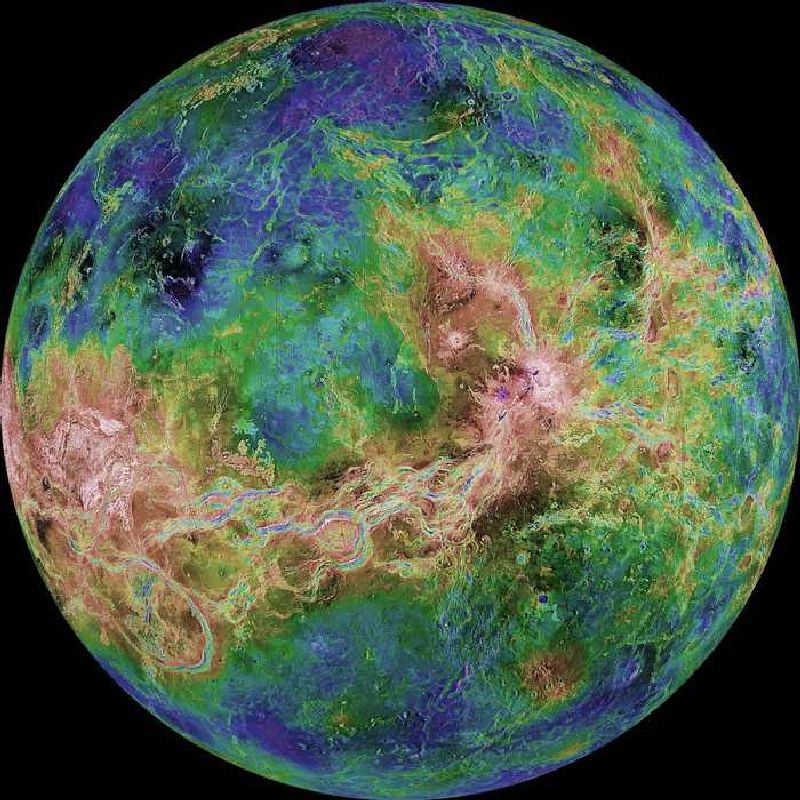 Hémisphère de Vénus en fausses couleurs